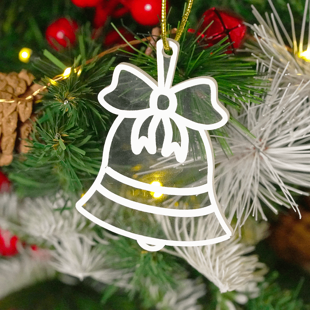 Set of 2 Acrylic Christmas Bell Ornaments – Elegant Hanging Décor (8 cm) - Memories InsiteCHRISTMAS BELL ORNAMENT SET OF-2